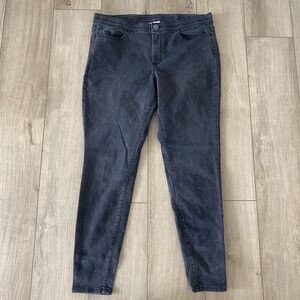 J. Jill Jeans Womens 14 Black Denim Straight Slim Mid Rise Cotton Blend Leggings